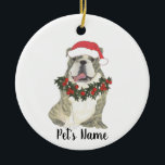 Personalised English Bulldog (Brindle) Ceramic Tree Decoration<br><div class="desc">Make the nice list this year with a personalised ornament of your favourite little elf!</div>