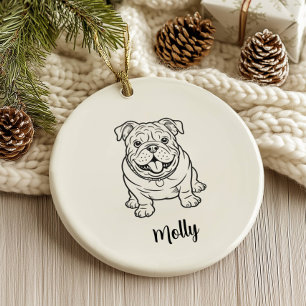 Personalised English Bulldog Dog Christmas Ceramic Tree Decoration