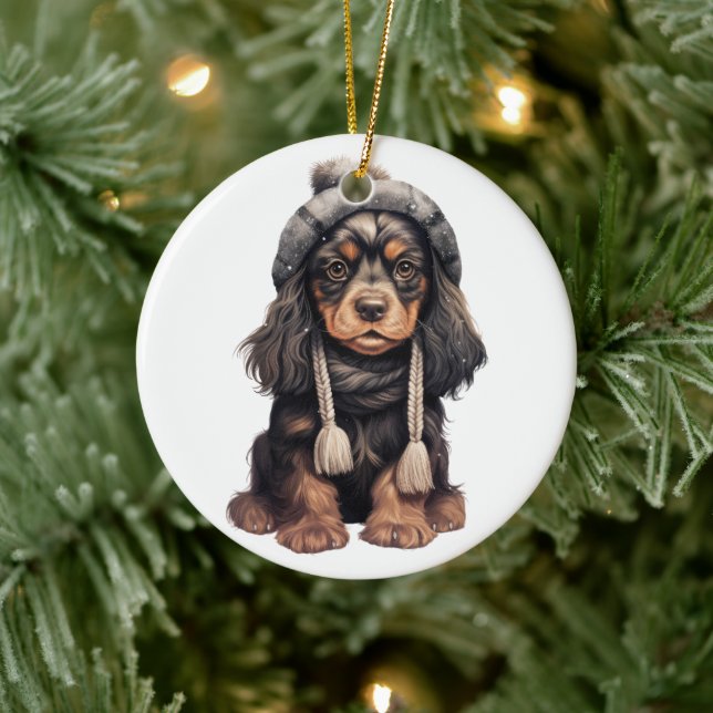 Personalised English Cocker Spaniel Dog Art Ceramic Tree Decoration (Tree)