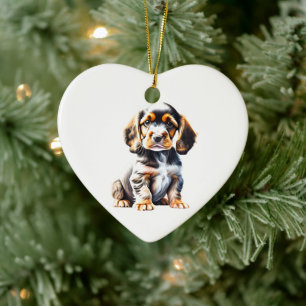 Personalised English Cocker Spaniel Puppy Ceramic Tree Decoration