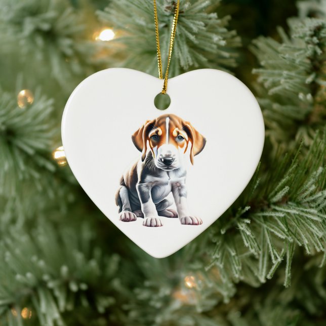 Personalised English Foxhound Puppy Ceramic Tree Decoration (Tree)