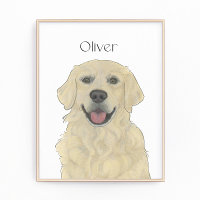 Personalised English Golden Retriever Dog Art