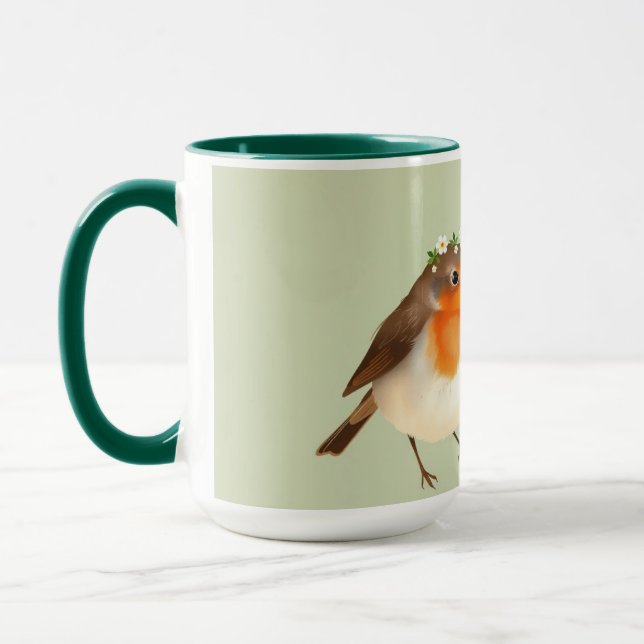 Personalised English Robin Garden Bird Mug (Left)