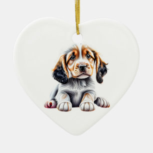 Personalised English Setter Puppy Ceramic Tree Decoration