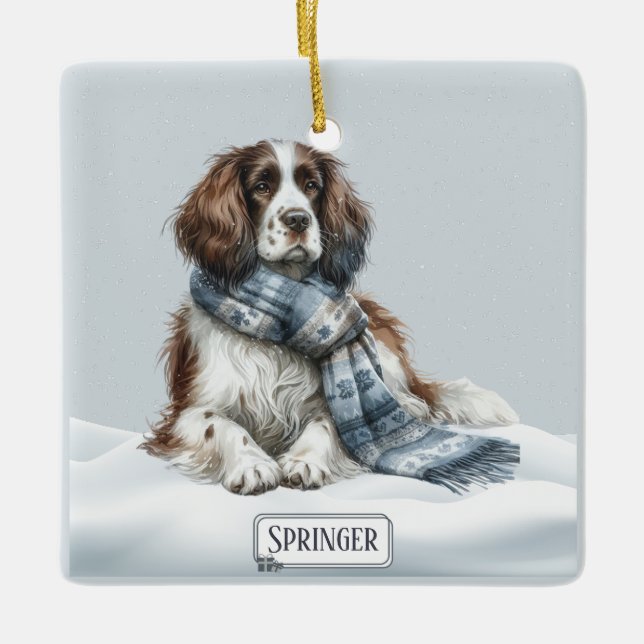 Personalised English Springer Spaniel Ornament (Front)