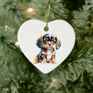 Personalised English Toy Spaniel Puppy Ceramic Tree Decoration