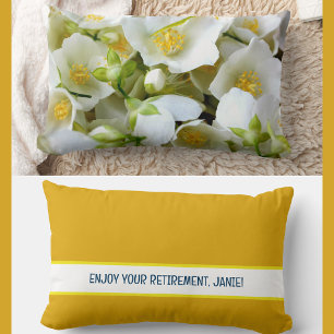 Personalised Enjoy Your Retirement Jasmine Flowers Lumbar Cushion