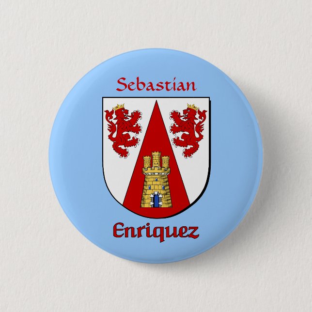 Personalised Enriquez Historical Shield 6 Cm Round Badge (Front)