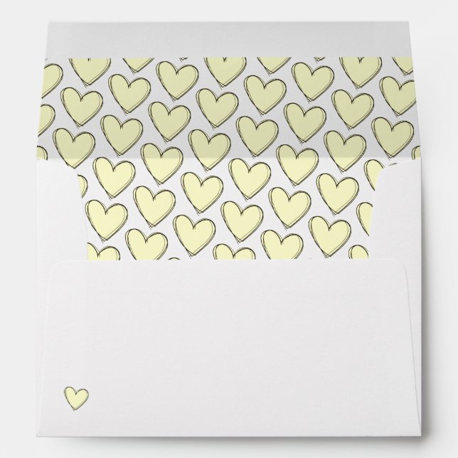 Personalised Envelopes - Pale Yellow Hearts (Back (Bottom))