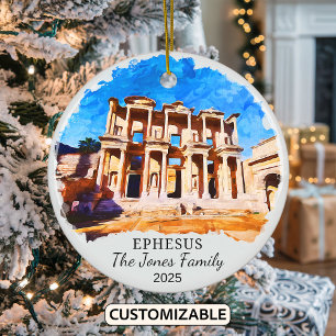 Personalised Ephesus Ornament, Turkey Ceramic Tree Decoration