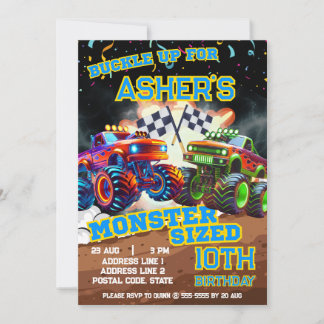 Personalised Epic Monster Truck Showdown Birthday Invitation
