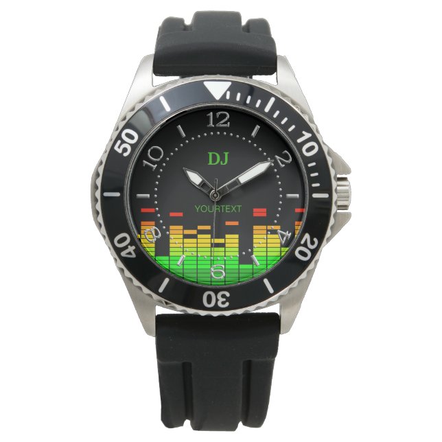 Personalised Equalizer Vibes Beat of DJ Music dial Watch (Front)
