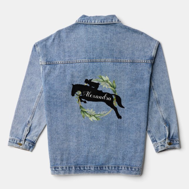 Personalised Equestrian Horse Riding Custom Name  Denim Jacket (Back)