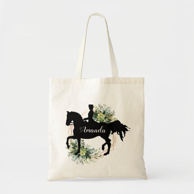 Personalised Equestrian Horse Riding Custom Name  Tote Bag (Front)