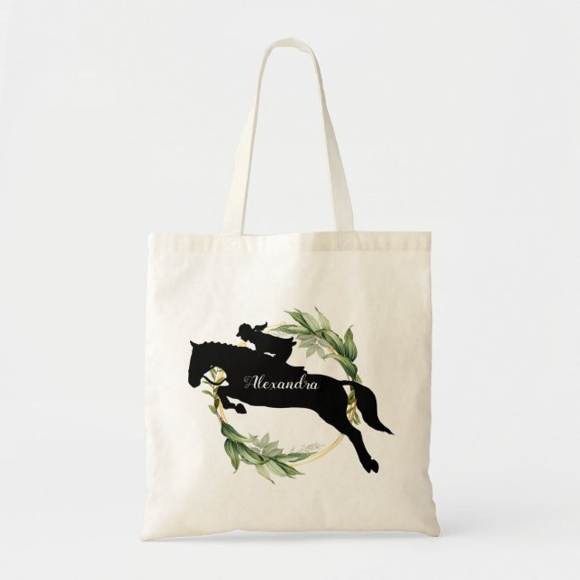 Personalised Equestrian Horse Riding Custom Name Tote Bag (Front)