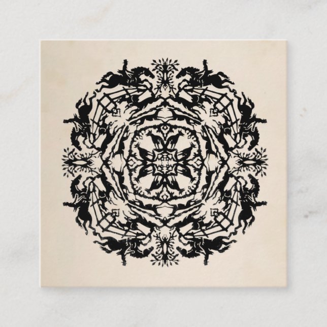 Personalised Equestrian Kaleidoscope Square Business Card (Front)