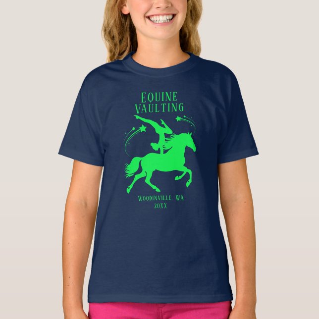 Personalised Equine Vaulting Location Date Name T-Shirt (Front)