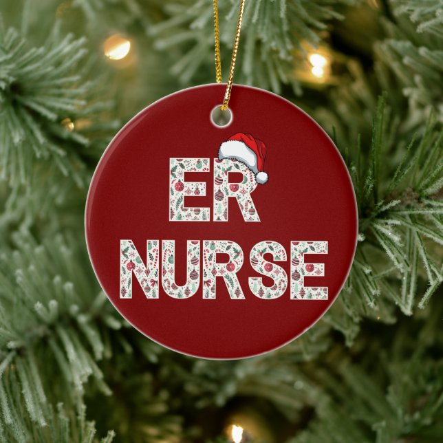 Personalised ER Nurse Christmas Gift Santa Trendy Ceramic Tree Decoration (Tree)