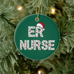 Personalised ER Nurse Christmas Gift Santa Trendy Ceramic Tree Decoration