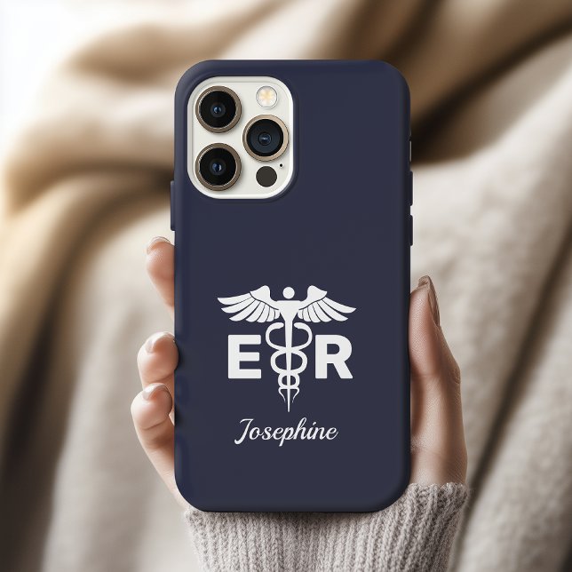 Personalised ER Nurse Phone Case Caduceus Symbol (er nurse birthday gift, custom nurse graduation phone case gift, thank you nurse gift case,)
