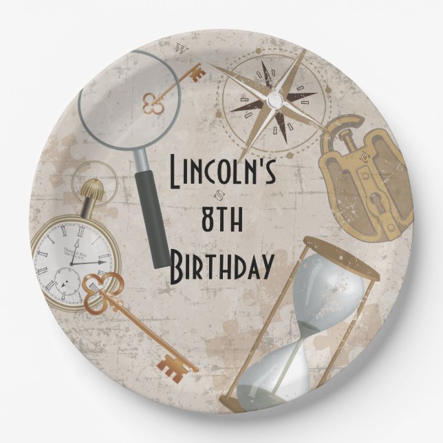 Personalised Escape Room Birthday Party Plates (Front)
