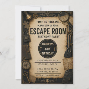 Personalised Escape Room party birthday Invitation