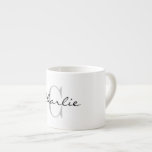 Personalised espresso cup with classy monogram<br><div class="desc">Personalised small espresso cup with classy monogram. Add your own name, logo or text. Elegant little mug for men and women. Classy Birthday or Christmas gift idea for him or her. Make one for friends, family, coworker, colleague, boss, coffee lover, mum, dad, employee, teacher, coach etc. Customisable colours. Handy for...</div>
