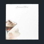 Personalised Espresso Martini Themed Notepad<br><div class="desc">Add a splash of chic coffeehouse charm to your desk with our Espresso Martini Note Pads. This stylish custom name notepad features a watercolor illustration of the iconic espresso martini—perfect for coffee and cocktail lovers alike. Whether you're writing thank-you notes, daily reminders, or to-do lists, this high-quality paper notepad delivers...</div>