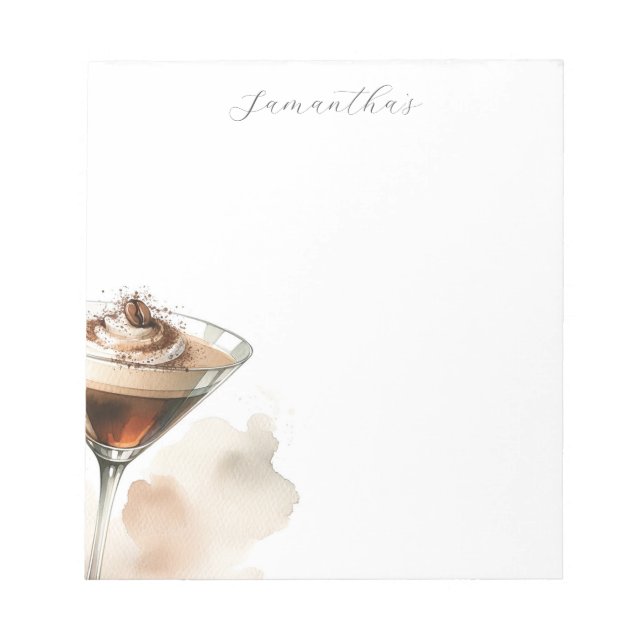 Personalised Espresso Martini Themed Notepad (Front)