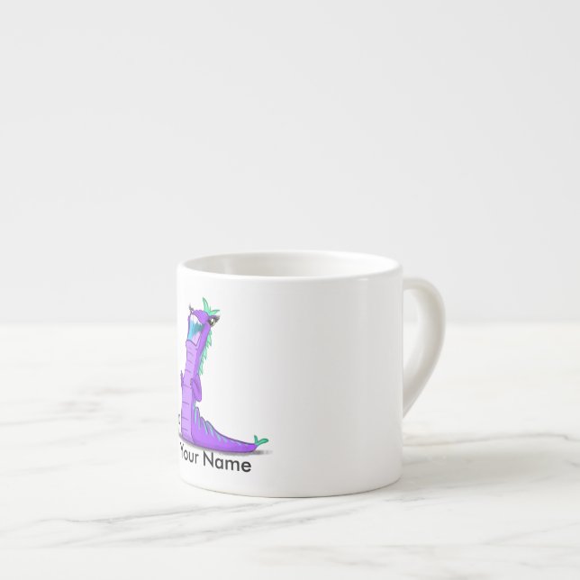 Personalised espresso mug with "L" Monster (Front Right)