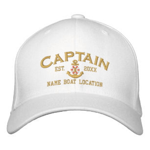 Personalised Est. Sea Captain Lifesaver Anchor Embroidered Hat