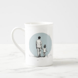 Personalised EST Year Father & Daughter Minimalist Bone China Mug