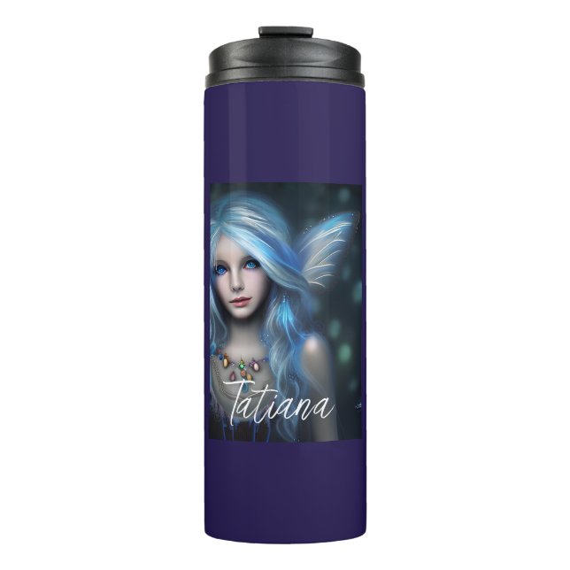 Personalised Ethereal Mystical Blue Fairy Thermal Tumbler (Front)