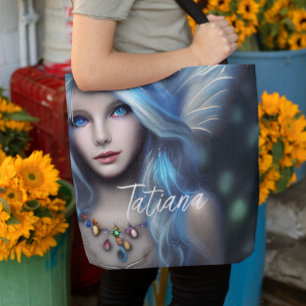 Personalised Ethereal Mystical Blue Fairy Tote Bag
