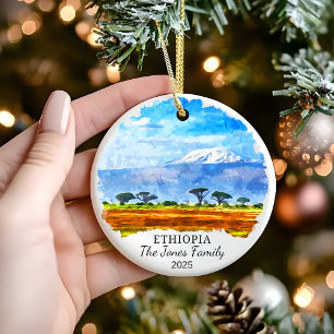 Personalised Ethiopia Ornament, Africa Gift Ceramic Tree Decoration