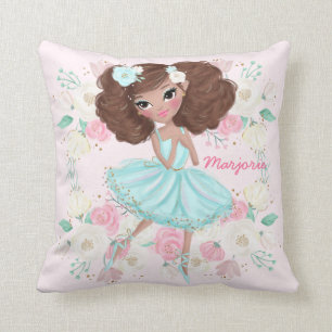 Personalised Ethnic Ballerina Pink Floral Cushion