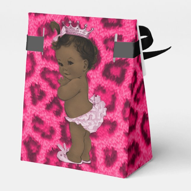 Personalised Ethnic Princess Baby Leopard Pattern Favour Box (Back Side)