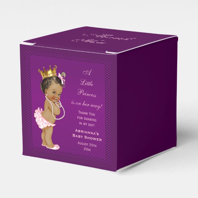 Personalised Ethnic Princess Baby Shower Thank You Favour Box (Front Side)