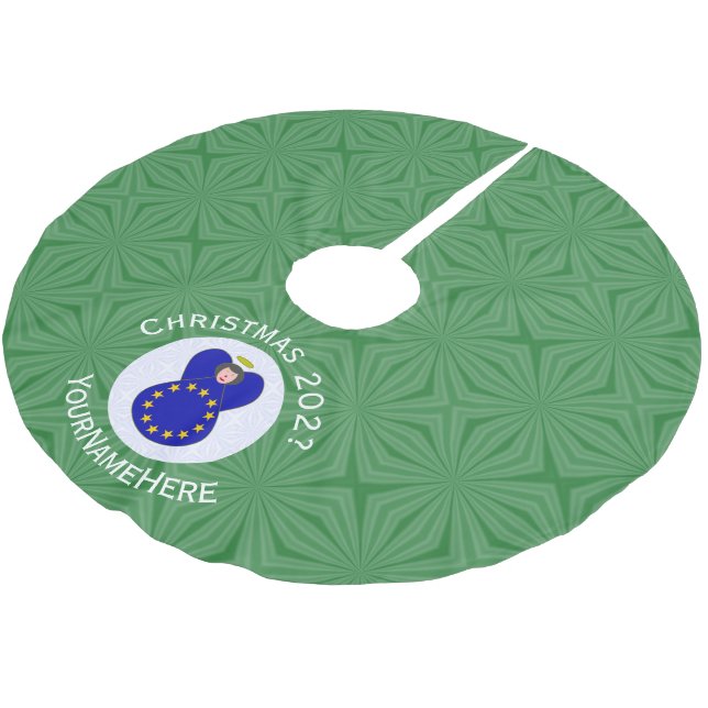 Personalised EU Angel Christmas Flag  Brushed Polyester Tree Skirt (Angled)