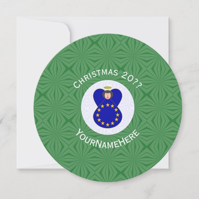 Personalised EU Angel Christmas Flag  Invitation (Front)