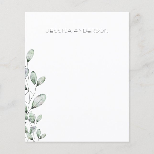 Personalised Eucalyptus Custom Name Stationery (Front)