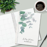 Personalised Eucalyptus Greenery Planner<br><div class="desc">This elegant personalised Planner is decorated with watercolor eucalyptus leaves in soft shades of green. Easily customisable. To edit further use the Design Tool to change the font, font size, or colour. Because we create our artwork you won't find this exact image from other designers. Original Watercolor © Michele Davies....</div>
