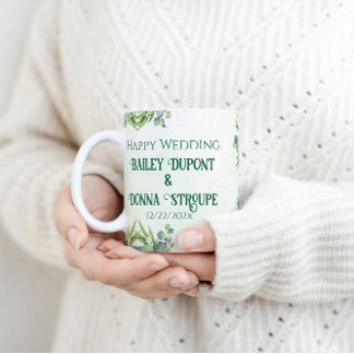 Personalised Eucalyptus Wedding Anniversary Gift Coffee Mug