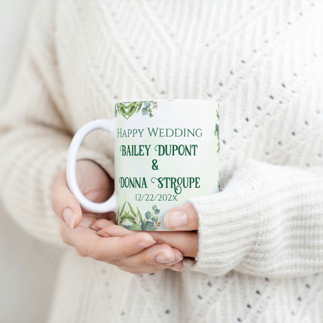 Personalised Eucalyptus Wedding Anniversary Gift  Coffee Mug (Creator Uploaded)
