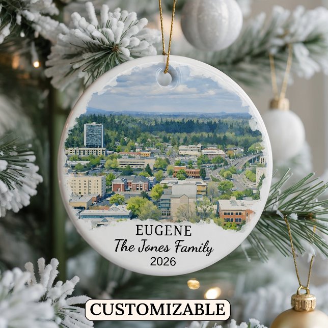 Personalised Eugene Ornament, Custom Oregon Ceramic Tree Decoration (Creator Uploaded)
