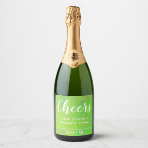 Personalised Event Green Marbled Art Sparkling Wine Label