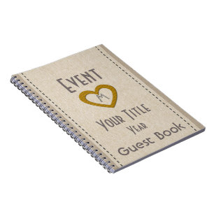 Personalised Event Year Gold Heart Guest Book