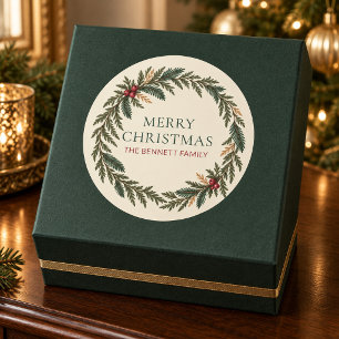 Personalised Evergreen Family Christmas Sticker
