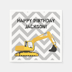 Personalised Excavator Construction Truck Napkin
