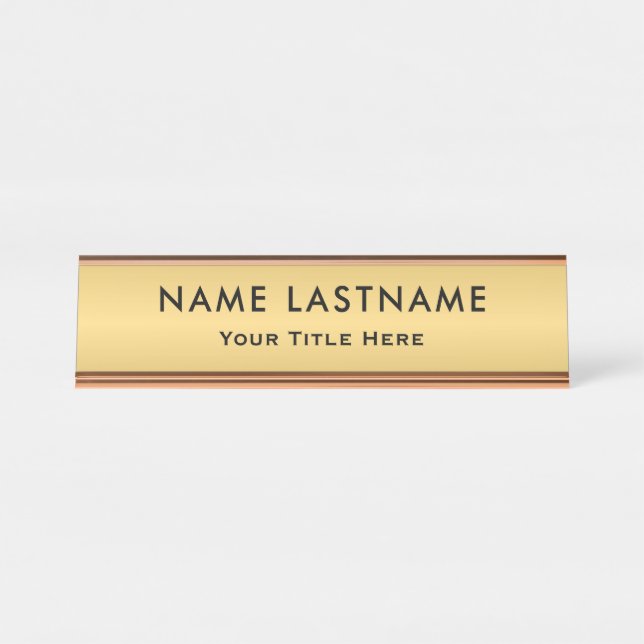 Personalised Executive Office Custom Gold Desk Name Plate (Front)